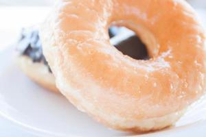 Close-up of a glazed donut photo