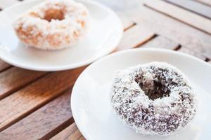 Donuts on plates photo