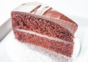 Piece of chocolate sponge cake photo