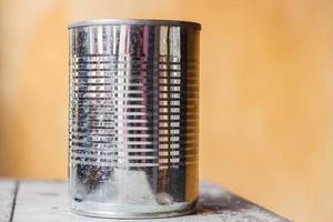 Close-up of an aluminum can photo