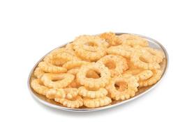 Silver platter with round ring snacks photo