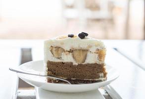 Banoffee cake on minimal white background photo