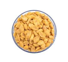 White and blue bowl with peanuts photo