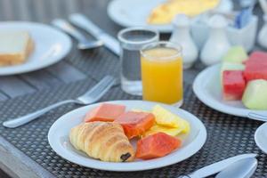 primer plano, de, un, plato, de, desayuno foto