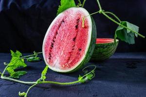 Watermelon cut in half photo