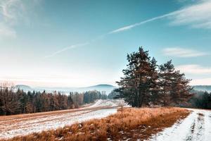 Snowy mountains in Czech Republic photo