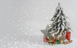 Christmas decorations on white background photo