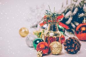 Christmas decorations on white background photo