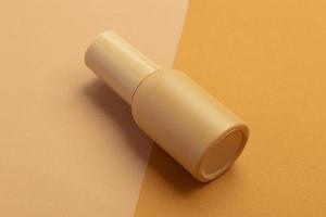 Blank beige plastic bottle photo