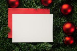 Merry Christmas greeting card and envelope mockup photo