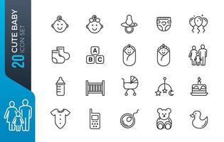 Cute baby icon set