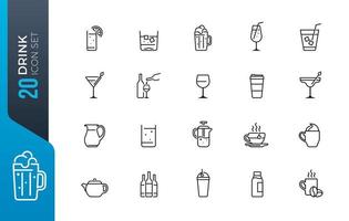 Minimal drink icon set vector