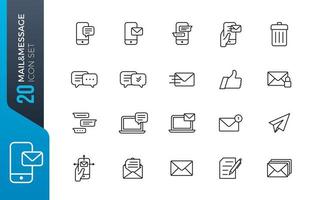 Mail message icon set vector