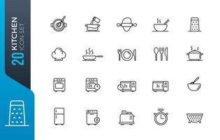 Minimal kitchen utensils icon set vector