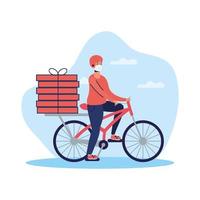 Delivery service with courier on a bicycle vector