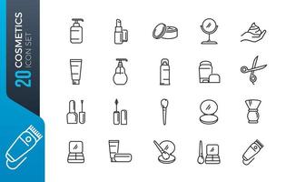 Minimal cosmetics icon set vector