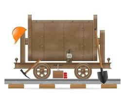 Mining trolley cart with equipment vector