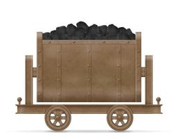 Mining trolley cart with coal vector