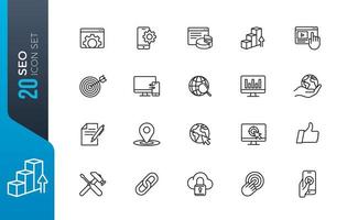 Minimal search engine optimization icon set vector