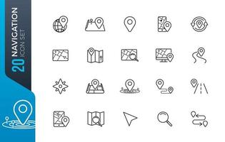 Minimal navigation icon set vector