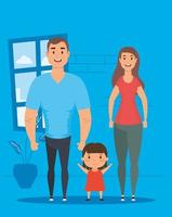 Stay home campaign with happy family at home vector