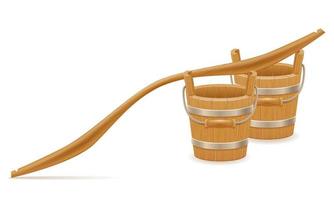 Wooden bucket and yoke vector