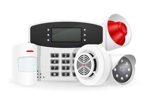 Home security system set objects vector