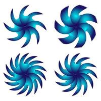 Set abstract fractal circular spiral with blue color vector