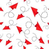 Seamless pattern of red paper planes vector