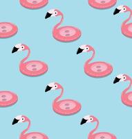 Seamless pattern of summer flamingo pool ring vector