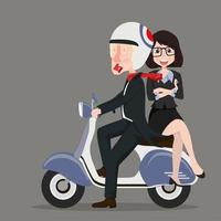 Businessman riding a scotter with a woman vector