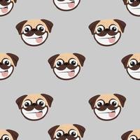 Seamless pattern of cute smiling pug vector