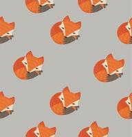 Seamless pattern of cute sleeping fox vector