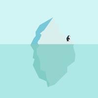 pingüino en glaciar flotando en el mar ártico vector