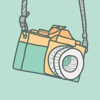 cámara de fotografía hipster en estilo dibujado a mano vector