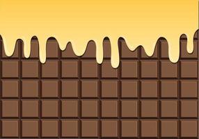 Melted vanilla dripping on chocolate bar vector