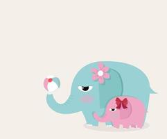 Cute elephants playing with ball vector