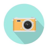 Cute yellow digital camera with long shadow vector