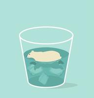 Cute polar bear swimming in a glass vector