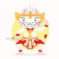 personaje de dibujos animados hanuman thai vector