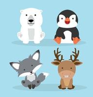 Collection of cute Arctic animals vector