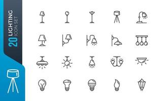 Minimal lighting icon set vector