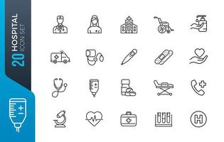 Minimal hospital icon set vector