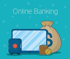 Online banking technology with tablet vector