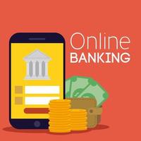 Online banking technology with smartphone vector