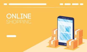 banner de compras online y comercio electrónico. vector