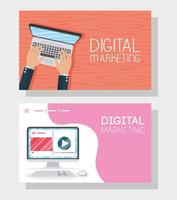 Digital marketing banner set with electric devices vector