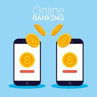 Online banking technology with desktop smartphones vector