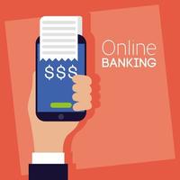 Online banking technology with smartphone vector