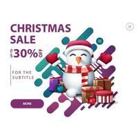 White discount pop up for website with snowman vector